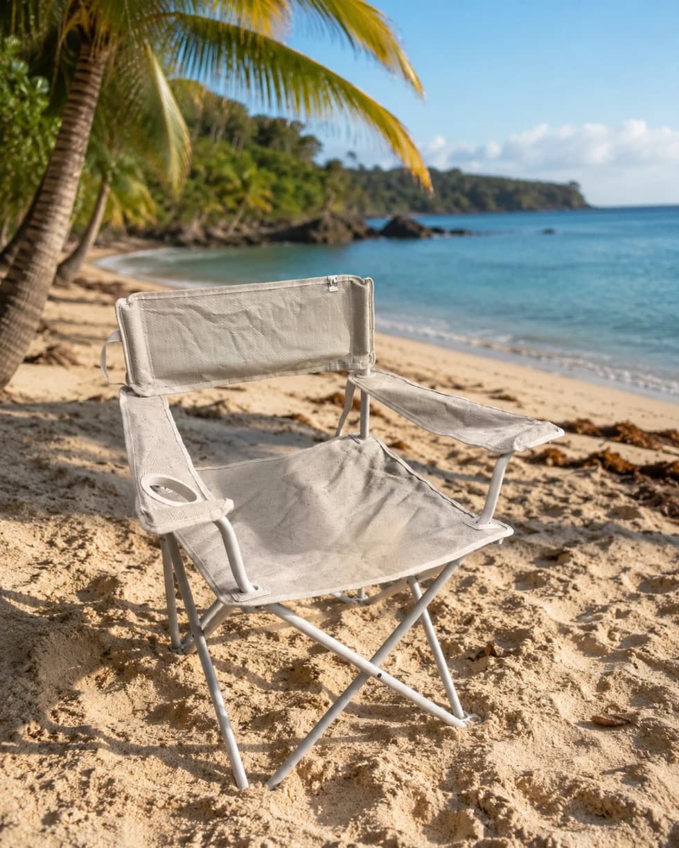 Chaise XL beige réellement louée par Plage Paradise Location